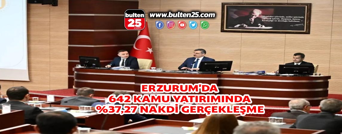 ERZURUM'DA 642 KAMU YATIRIMINDA %37,27 NAKDİ GERÇEKLEŞME