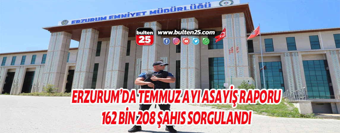 ERZURUM’DA TEMMUZ AYI ASAYİŞ RAPORU 162 BİN 208 ŞAHIS SORGULANDI
