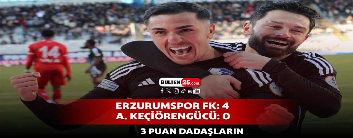 ERZURUMSPOR FK: 4 ANKARA KEÇİÖRENGÜCÜ: 0 , 3 PUAN DADAŞLARIN