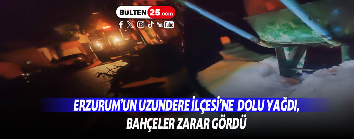 ERZURUM’UN UZUNDERE İLÇESİ’NE DOLU YAĞDI, BAHÇELER ZARAR GÖRDÜ