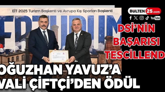 DSİ’nin Başarısı Tescillendi: Oğuzhan Yavuz’a Vali Çiftçi’den Ödül