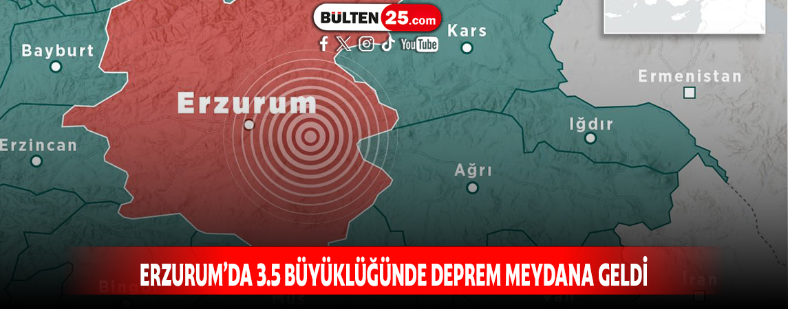 ERZURUM’DA 3.5 BÜYÜKLÜĞÜNDE DEPREM MEYDANA GELDİ