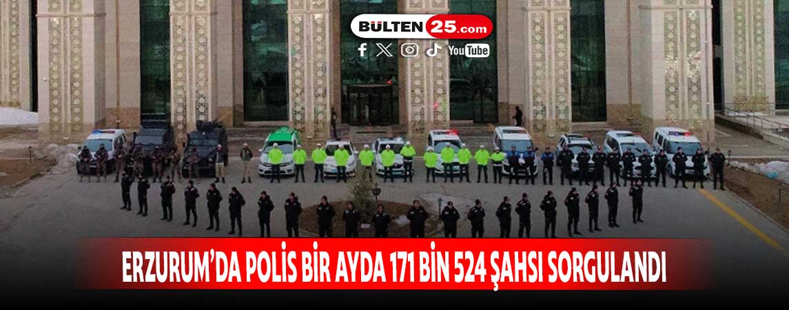 ERZURUM’DA POLİS BİR AYDA 171 BİN 524 ŞAHSI SORGULANDI