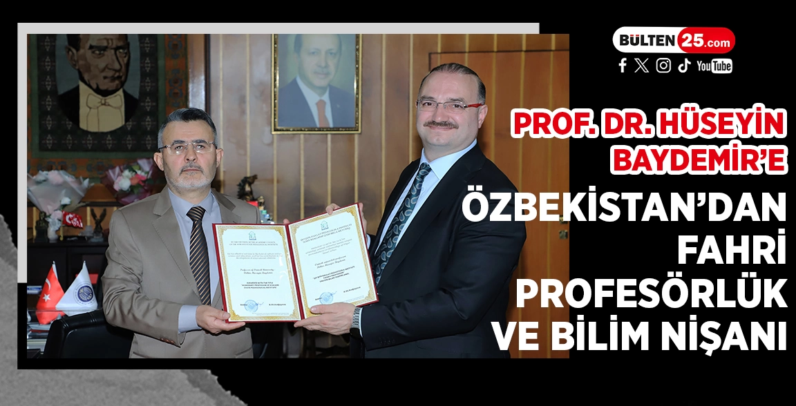 PROF. DR. HÜSEYİN BAYDEMİR’E ÖZBEKİSTAN’DAN FAHRİ PROFESÖRLÜK VE BİLİM NİŞANI