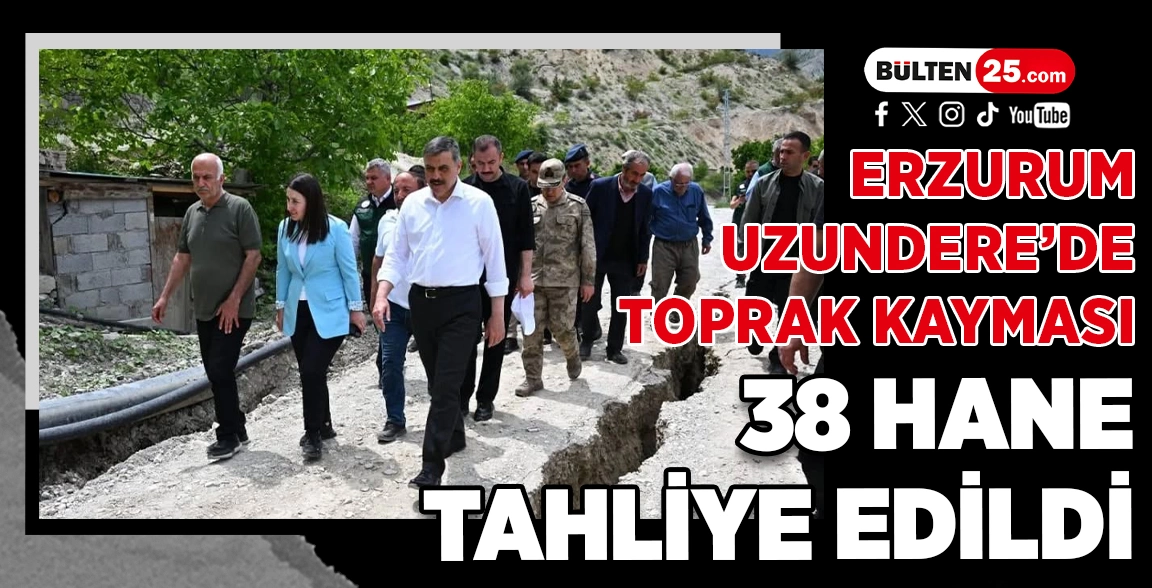ERZURUM UZUNDERE’DE TOPRAK KAYMASI: 38 HANE TAHLİYE EDİLDİ