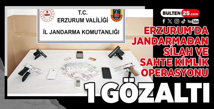 ERZURUM'DA JANDARMADAN SİLAH VE SAHTE KİMLİK OPERASYONU: 1 GÖZALTI