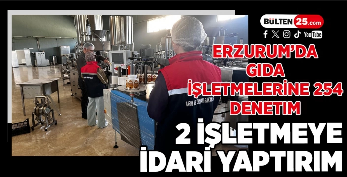 Erzurum’da Gıda İşletmelerine 254 Denetim: 2 İşletmeye İdari Yaptırım
