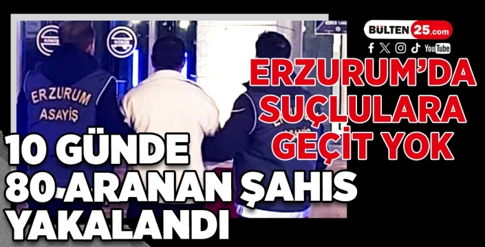 Erzurum’da Suçlulara Geçit Yok: 10 Günde 80 Aranan Şahıs Yakalandı
