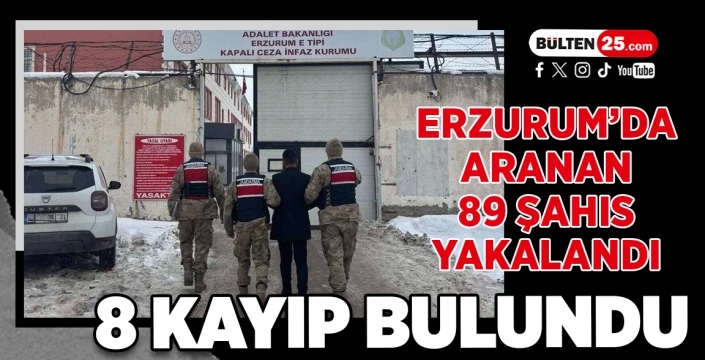 Erzurum’da Aranan 89 Şahıs Yakalandı, 8 Kayıp Bulundu