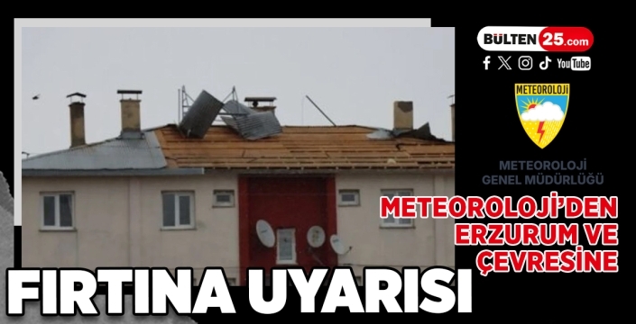 Meteoroloji’den Erzurum ve Çevresine Fırtına Uyarısı