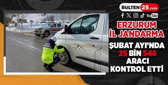 ERZURUM İL JANDARMA ŞUBAT AYI’NDA 25 BİN 546 ARACI KONTROL ETTİ