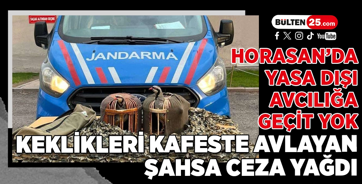 HORASAN’DA YASA DIŞI AVCILIĞA GEÇİT YOK: KEKLİKLERİ KAFESTE AVLAYAN ŞAHSA CEZA YAĞDI